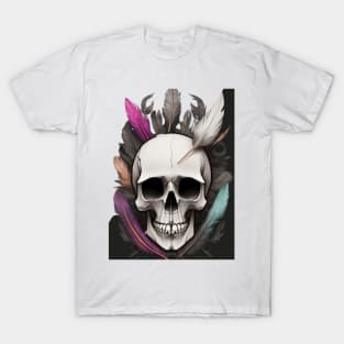 skull with feathers T-Shirt